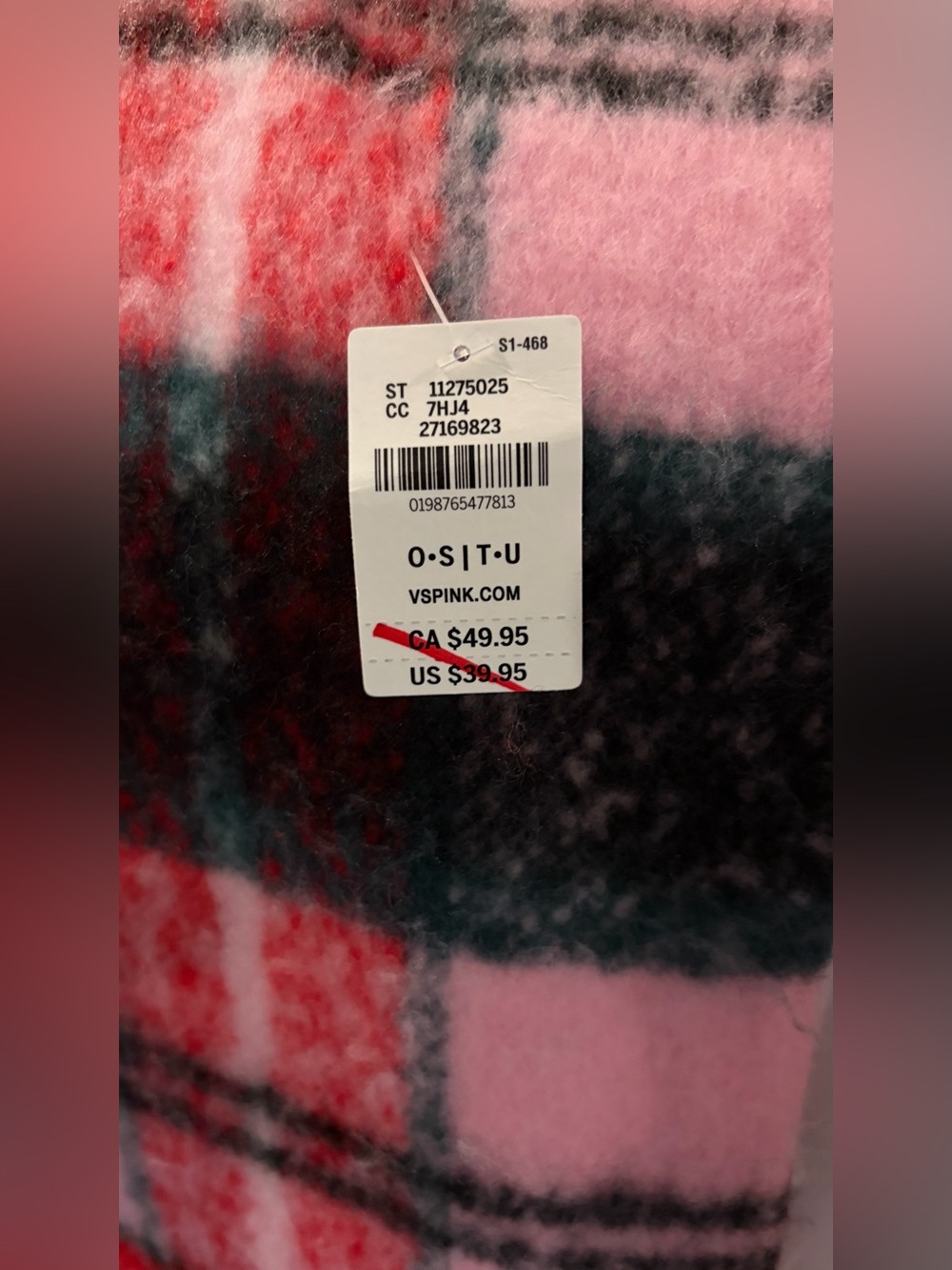 PINK Victoria’s Secret - Christmas Tartan Preppy Plaid Winter Scarf 🎄🎀 - Picture 6 of 7